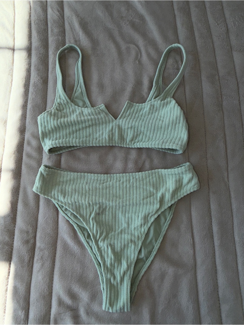 PacSun Swim Eco Sage Green Ribbed Bikini Set Size M